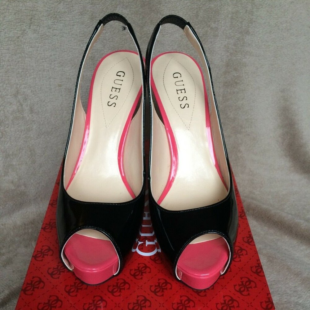 Slingback Peep Toe Pumps Shoes Neon Color Block 8 - Picture 8 of 12